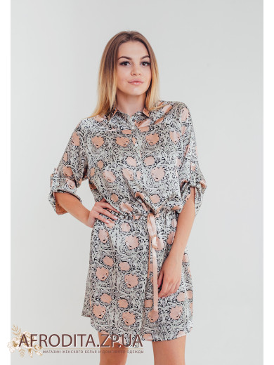 Шелковый халат на пуговицах "Диор" 15086