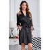 Жіночий шовковий халат чорний "Аманда" 3633
