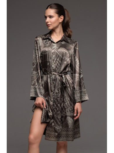 Жіночий шовковий халат на гудзиках Аїша 4327