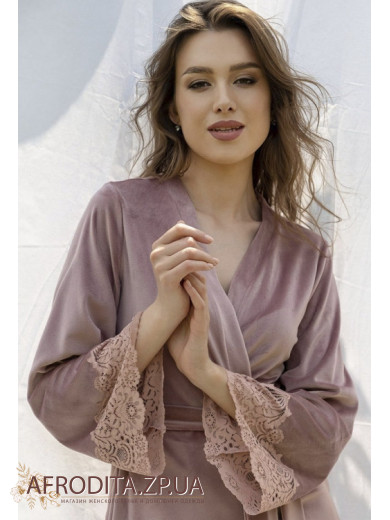 Женский велюровый халат Shato 2326 dark pudra