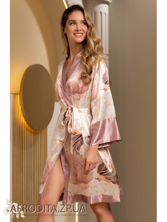Женский шелковый халат Пионы 4213