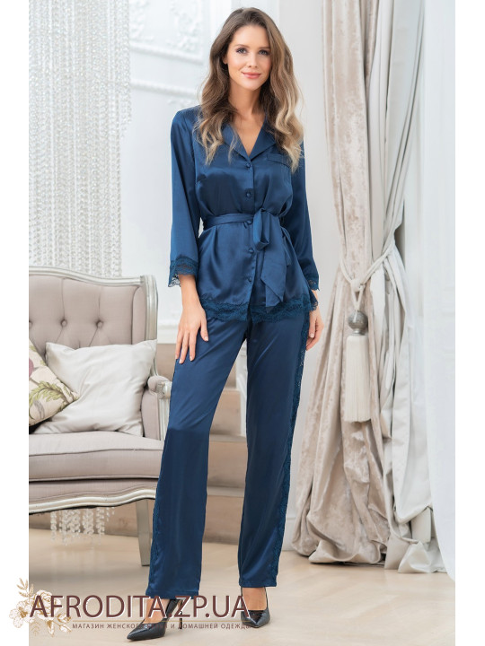 Женская шелковая пижама со штанами "Фрида" 3794