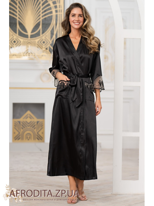 Длинный шелковый халат Реджина 3909
