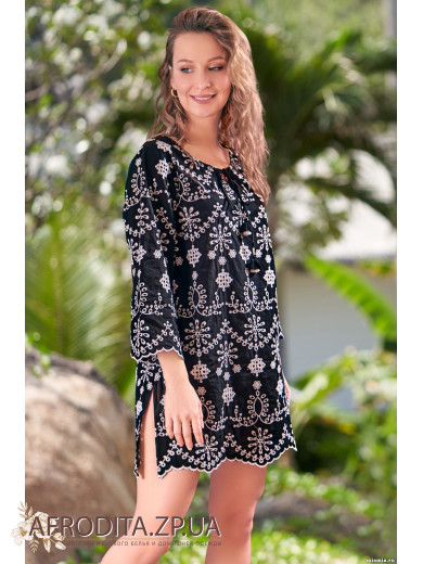 Туніка з перфорованої бавовни Нуар 1335