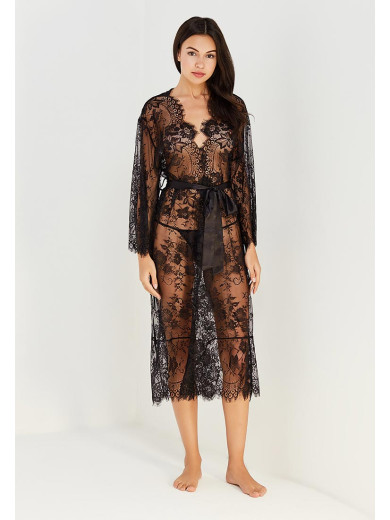  Довгий жіночий халат чорний "Шанель" 2033