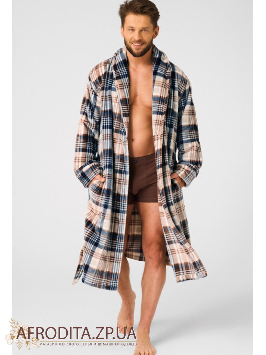 Мужской теплый халат из флиса Key 82628