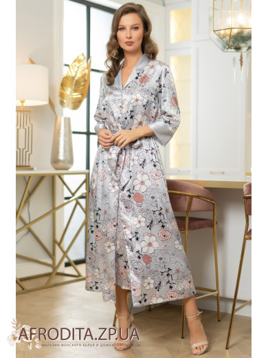 Женский атласный халат на пуговицах "Николь" 7149