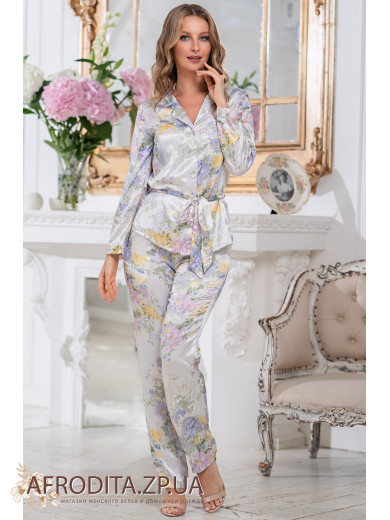 Женская шелковая пижама со штанами "Лилианна" 3256
