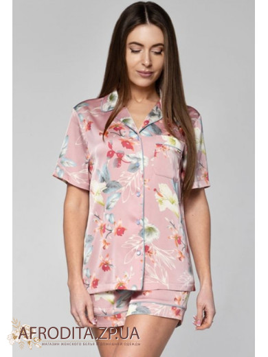 Піжама жіноча з шортами Shato 2220 pink flowers