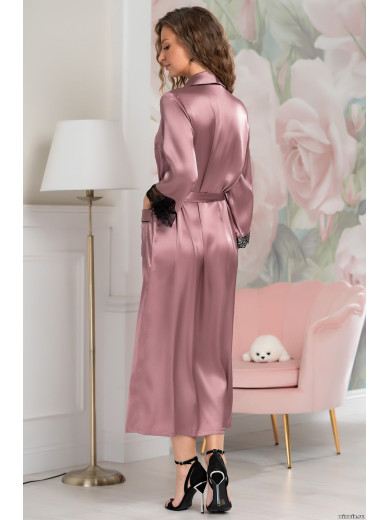 Довгий шовковий халат на гудзиках "Олівія" 3649-1