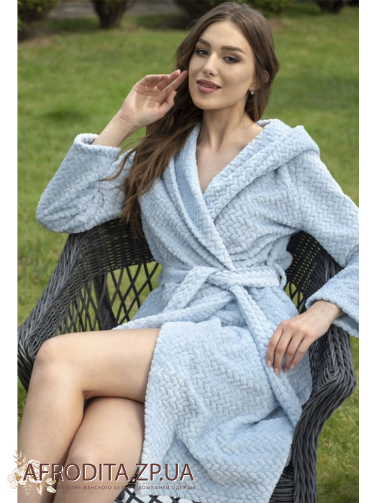 Жіночий теплий халат Shato 2337 light blue