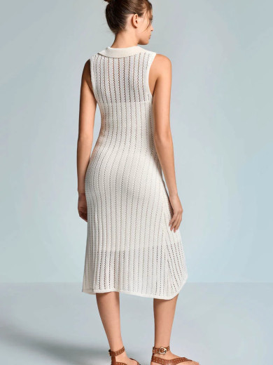 В'язана літня сукня білого кольору Iconique IC26-105