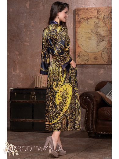 Жіночий довгий шовковий халат "Армані Голд" 3499