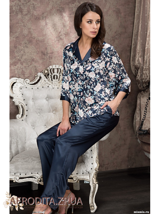  Шовкова жіноча піжама зі штанами "Емілія" 5966