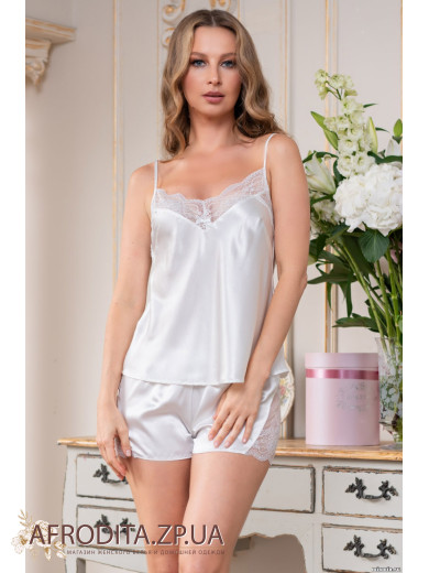  Жіноча піжама з шортами атласна "Христина" 8892
