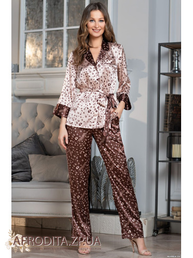 Жіноча атласна піжама з брюками "Ірен" 7036