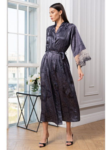 Жіночий довгий халат на запах Алетта 4449