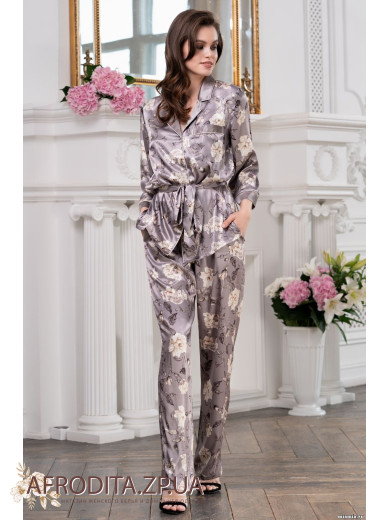 Жіноча шовкова піжама зі штанами Грація 3206