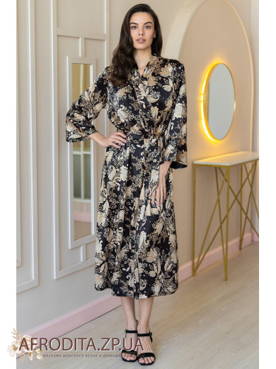 Длинный шелковый халат Ясмина 3989