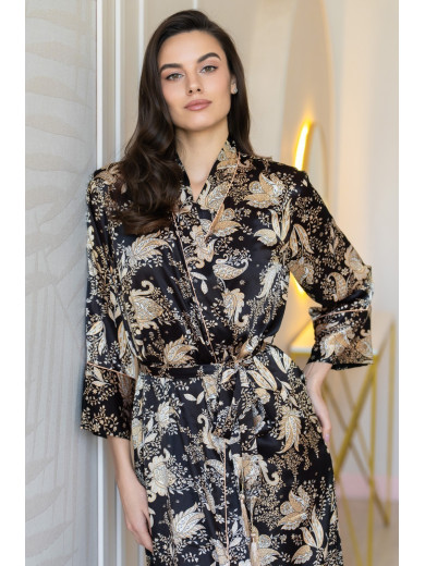 Довгий шовковий халат Ясміна 3989