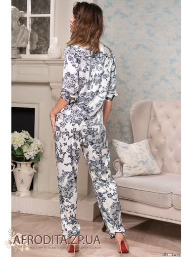 Женская атласная пижама со штанами "Паулина" 8166 