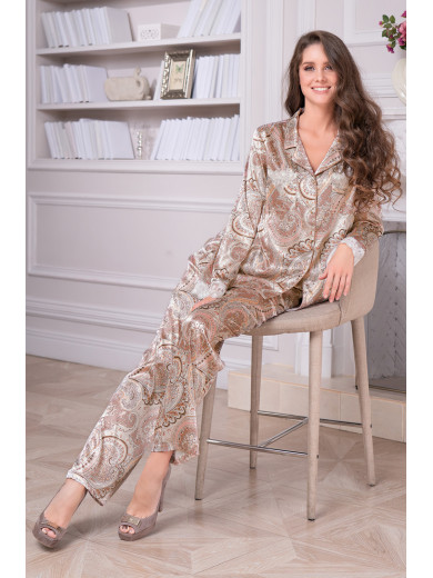  Піжама шовкова зі штанами "Клементина" 3456