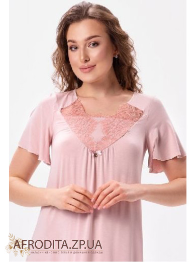  Нічна сорочка з віскози Shato 2626 пудра