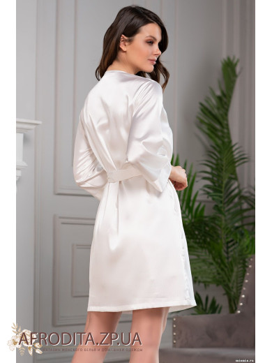 Жіночий атласний білий халат "Марісія" 8583-1