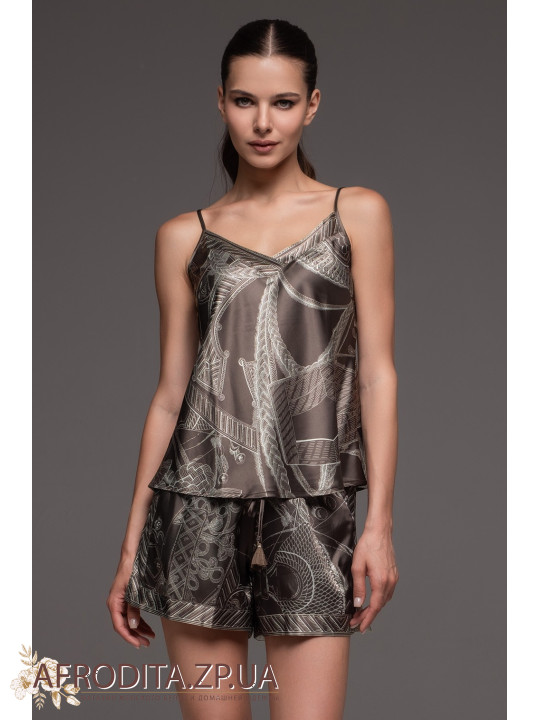 Женский шелковый комплект с шортами Аиша 4312