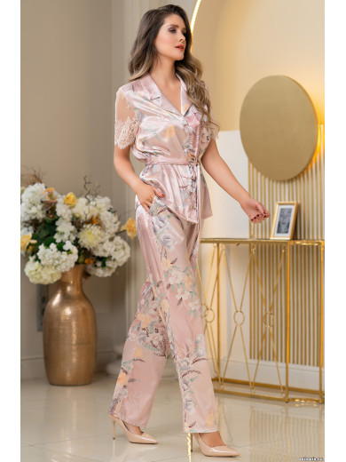 Женская пижама с брюками шелковая "Милинда" 3726