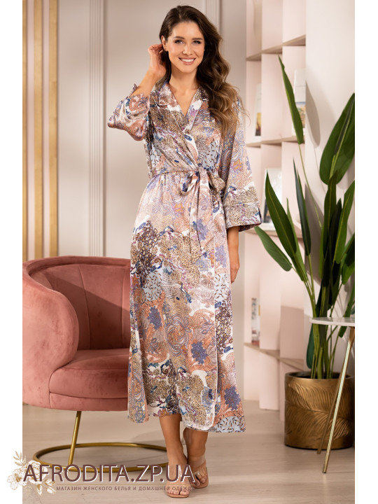 Женский длинный шелковый халат "Миа" 3869
