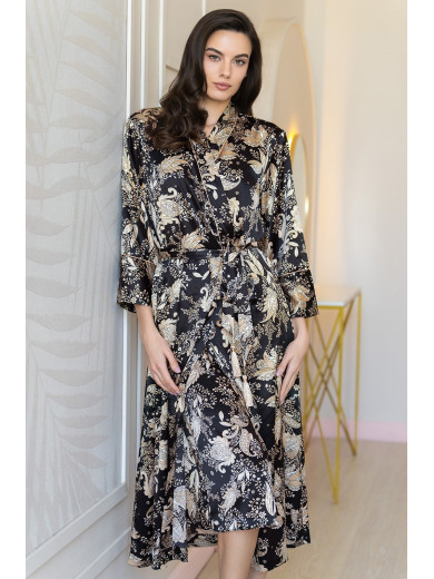 Довгий шовковий халат Ясміна 3989