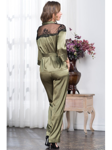 Пижама женская с брюками шелковая "Оливия" 3646