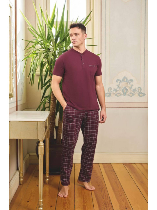 Мужская пижама из хлопка бордо PIJAMONI PJ6850-11