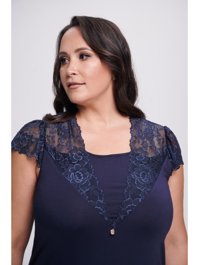  Нічна сорочка з віскози Shato 2340 темно-синій