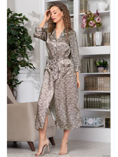 Довгий халат на гудзиках "Ажур" 8779