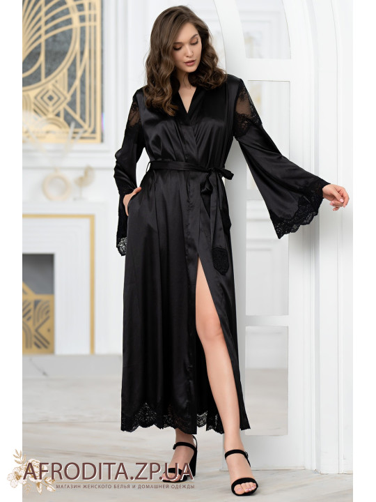 Довгий жіночий шовковий халат Аурелія 3899-1