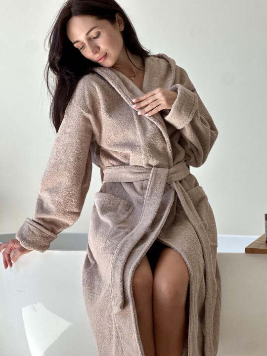Бежевый женский махровый халат Cosy 925H2/2