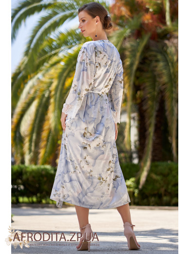 Жіночий довгий шовковій халат "Новела" 3609