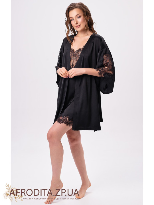 Шовковий жіночий халат Shato 2601/1 black