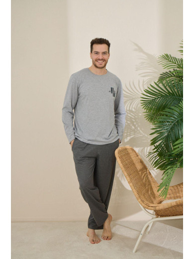 Серая мужская пижама из хлопка PIJAMONI PJ6150-11