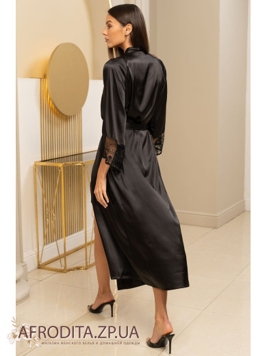 Жіночий довгий шовковий халат Багіра 4439