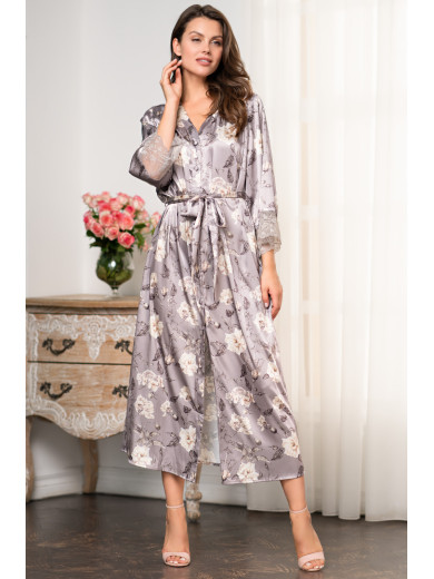 Довгий жіночий шовковий халат Грація 3589