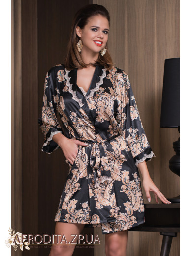 Женский шелковый халат "Голден Флауер" 3303