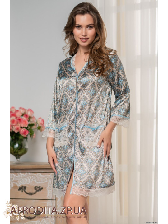 Женский атласный халат на пуговицах "Палермо" 9697 