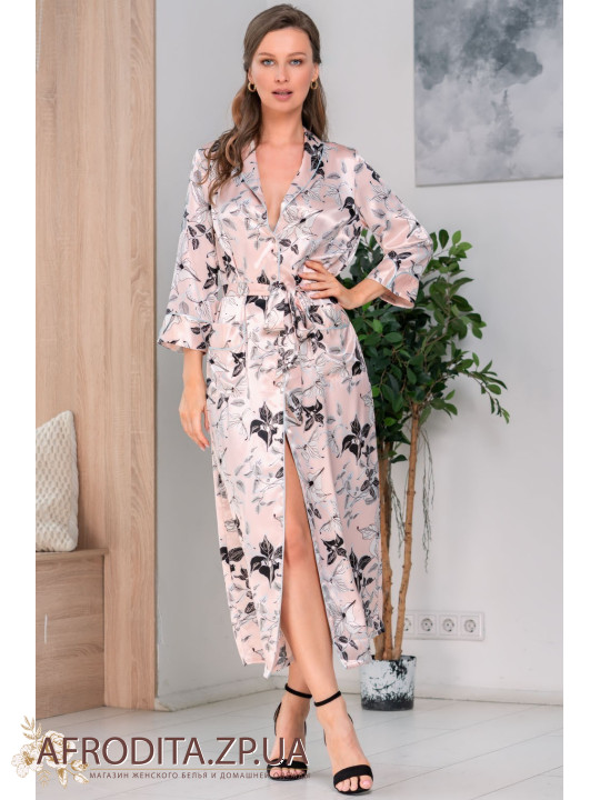 Женский шелковый халат на пуговицах "Флавия" 3759