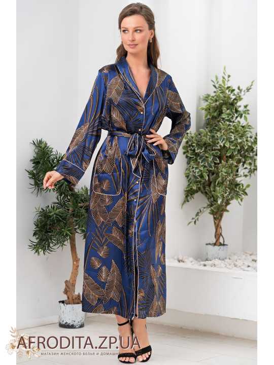 Жіночий атласний халат на гудзиках "Палома" 7089