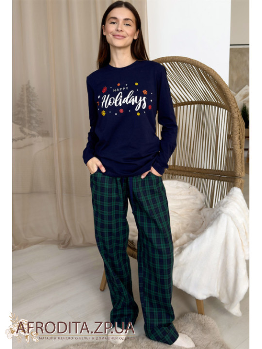 Жіноча піжама зі штанами з фланелі Cosy 82617