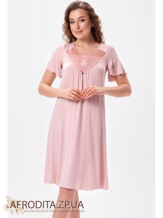  Нічна сорочка з віскози Shato 2626 пудра