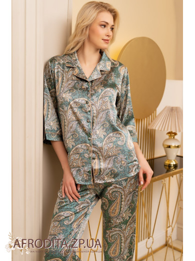 Жіноча шовкова піжама зі штанами Донателла 3126